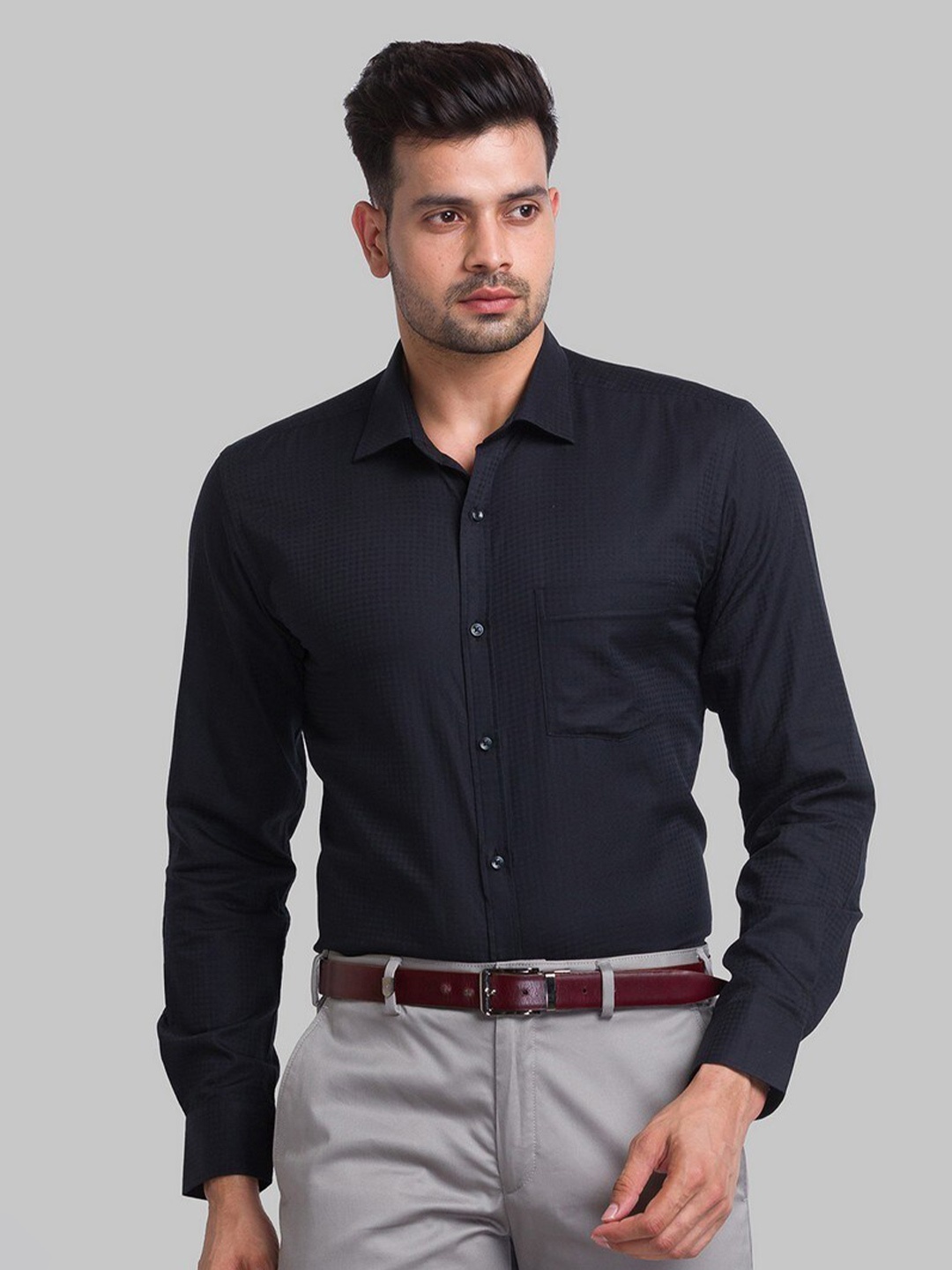 

Park Avenue Men Black Micro Checks Checked Organic Cotton Formal Shirt