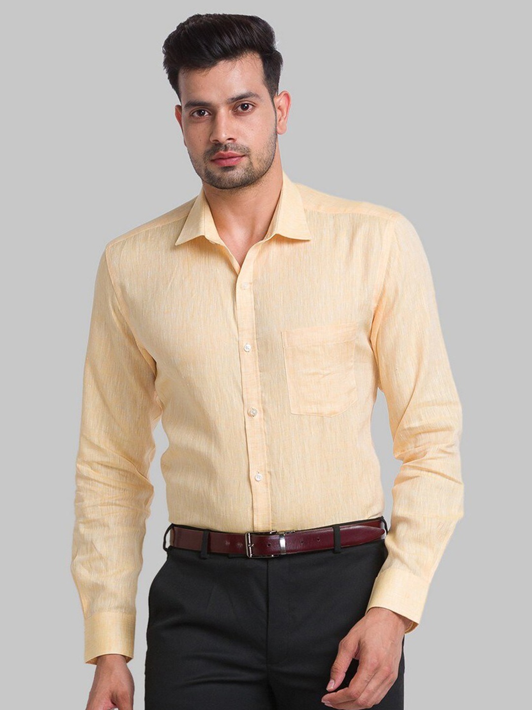 

Park Avenue Men Yellow Slim Fit Organic Cotton Formal Shirt