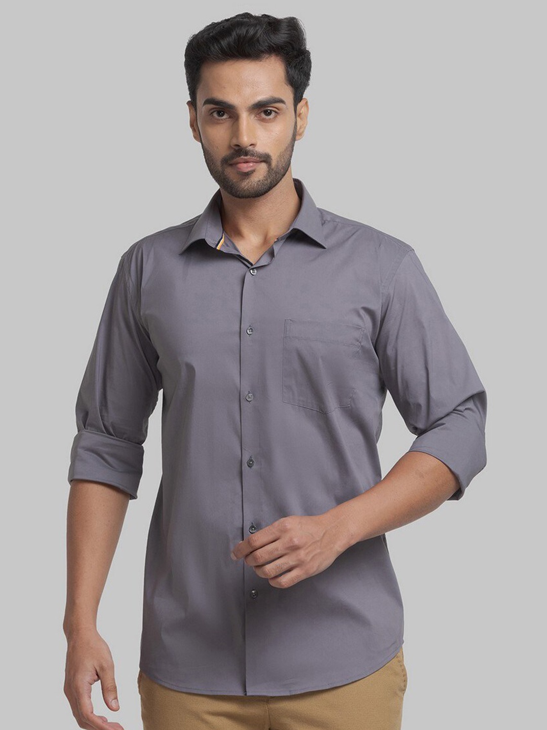 

Park Avenue Men Grey Slim Fit Organic Cotton Casual Shirt