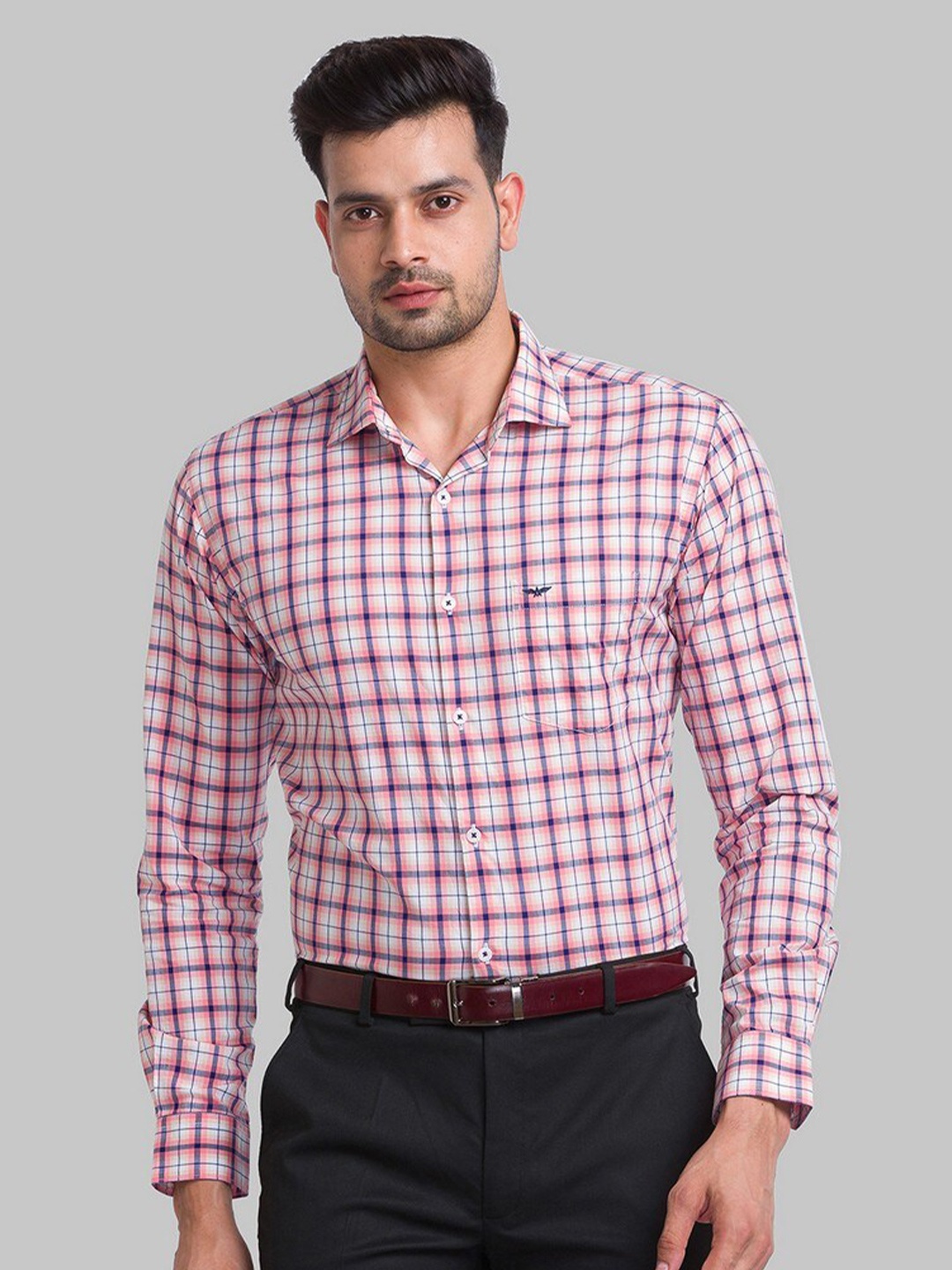 

Park Avenue Men Red Slim Fit Checked Organic Cotton Casual Shirt