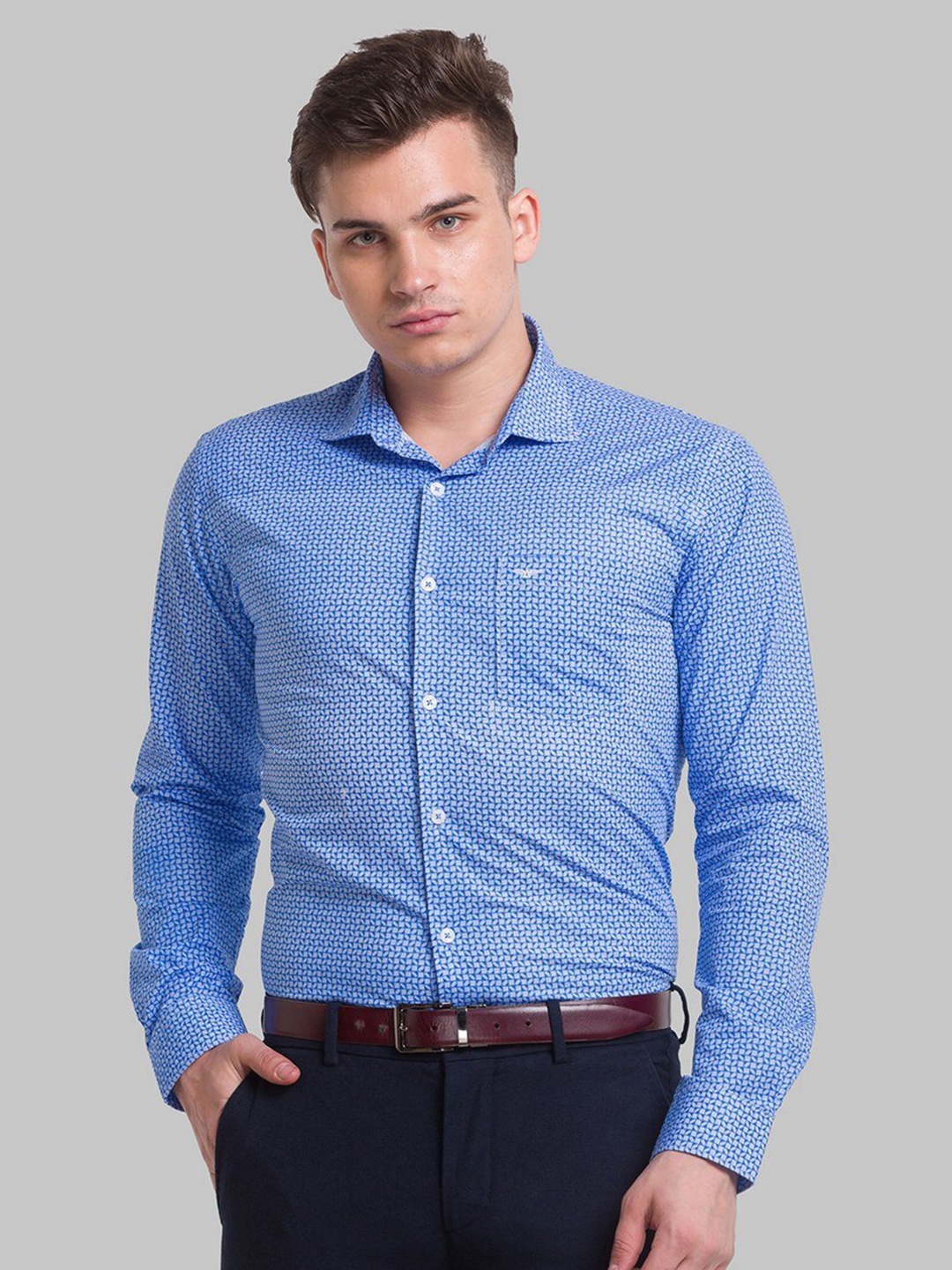 

Park Avenue Men Blue Slim Fit Printed Organic Cotton Casual Shirt