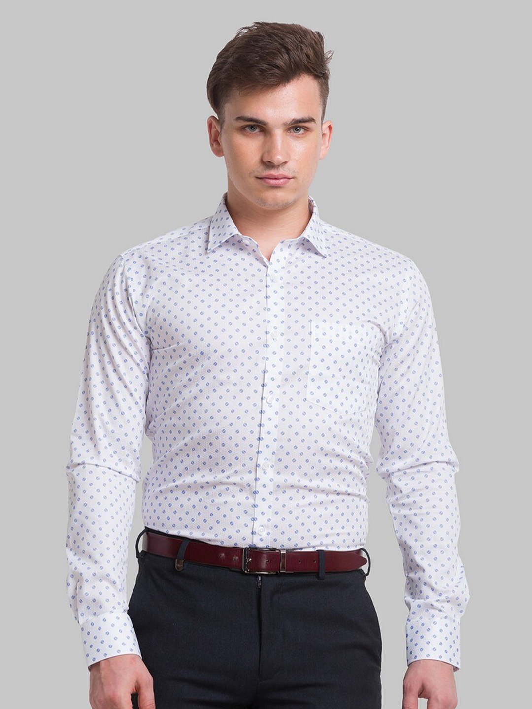

Park Avenue Men Blue Printed Formal Shirt