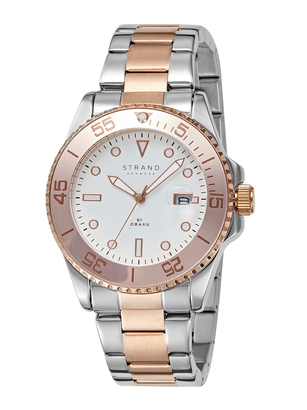 

STRAND BY OBAKU Men White Brass Dial & Steel Toned Stainless Steel Watch-S727GDZWSH-White