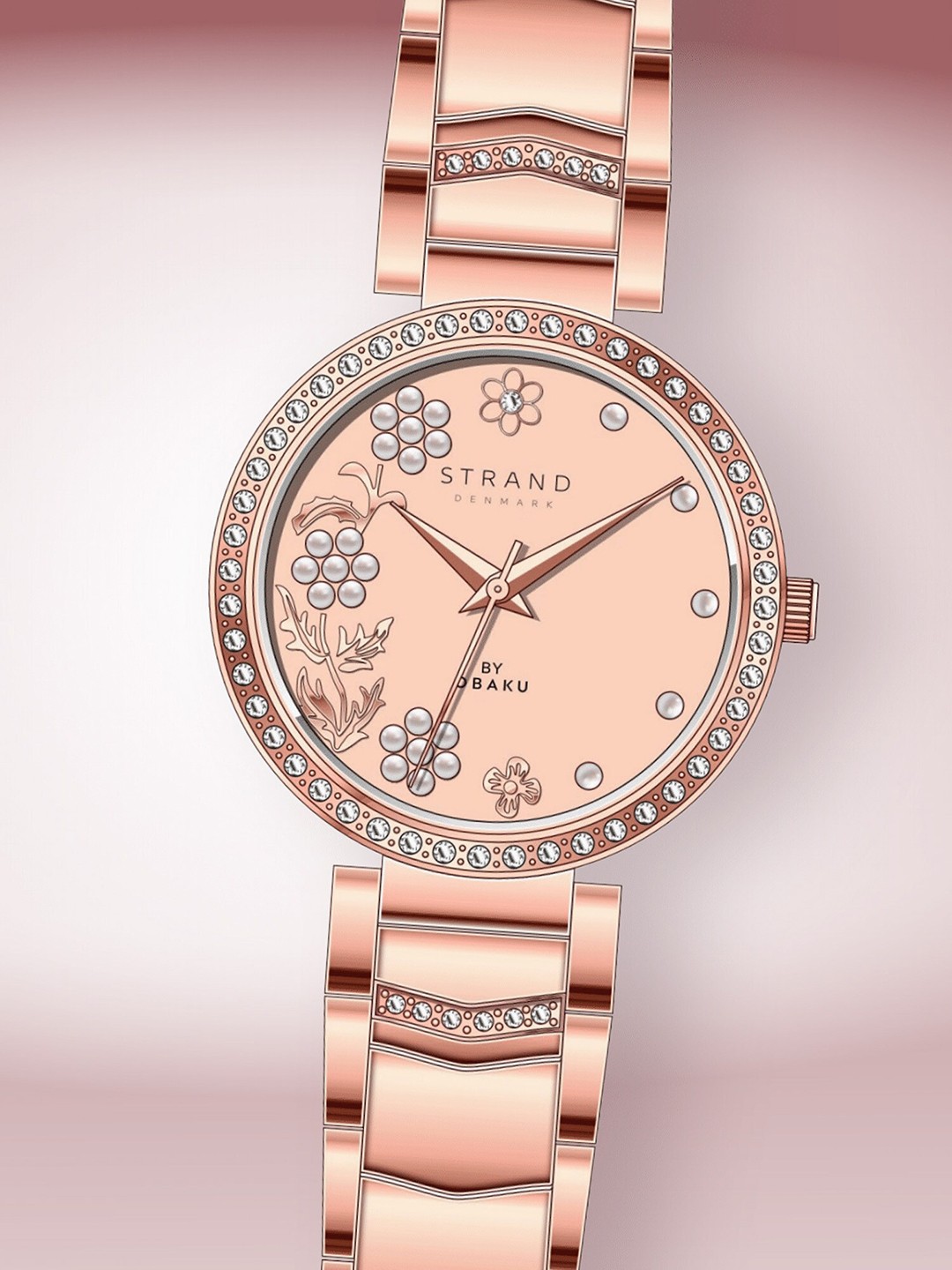

STRAND BY OBAKU Women Rose Gold Dial & Rose Gold Stainless Steel Bracelet Style Watch