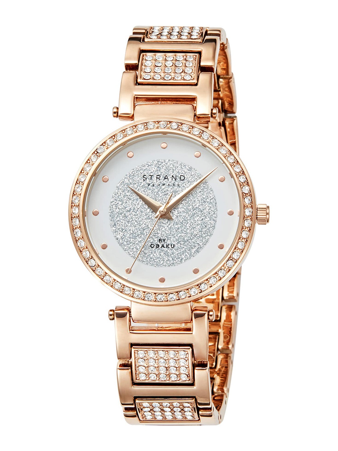 

STRAND BY OBAKU Women Brass Embellished Dial & Straps Watch S713LXVWSV-DB-White