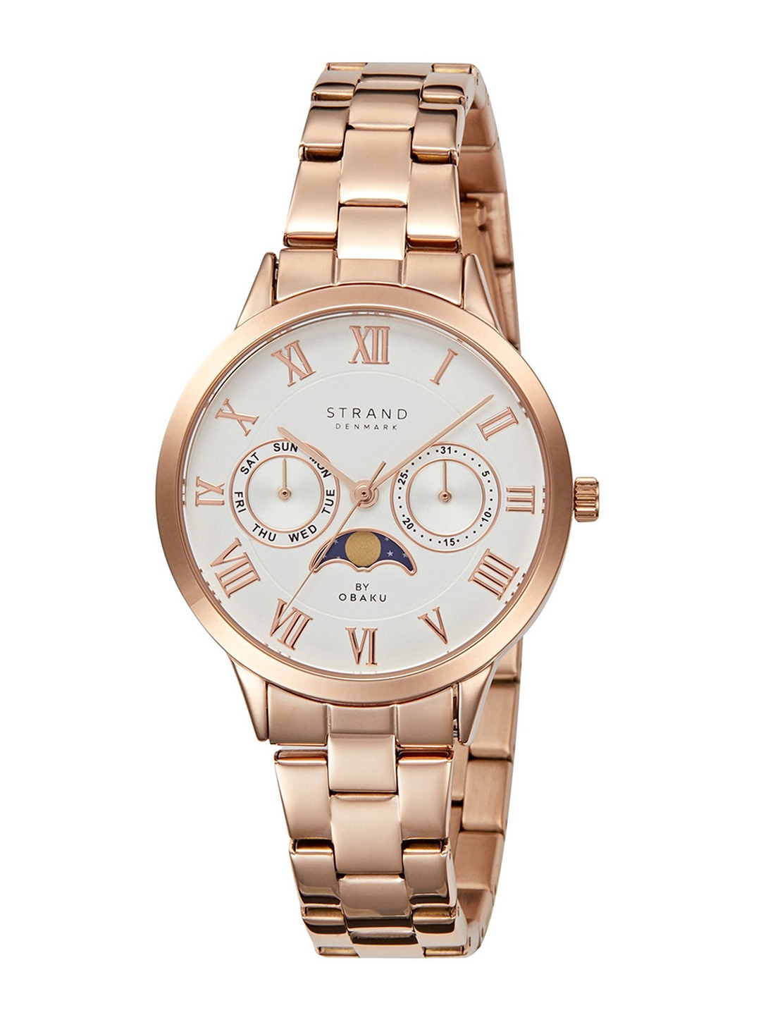 

STRAND BY OBAKU Women White Brass Dial & Rose Gold Toned Watch- S728LMVISV-Silver