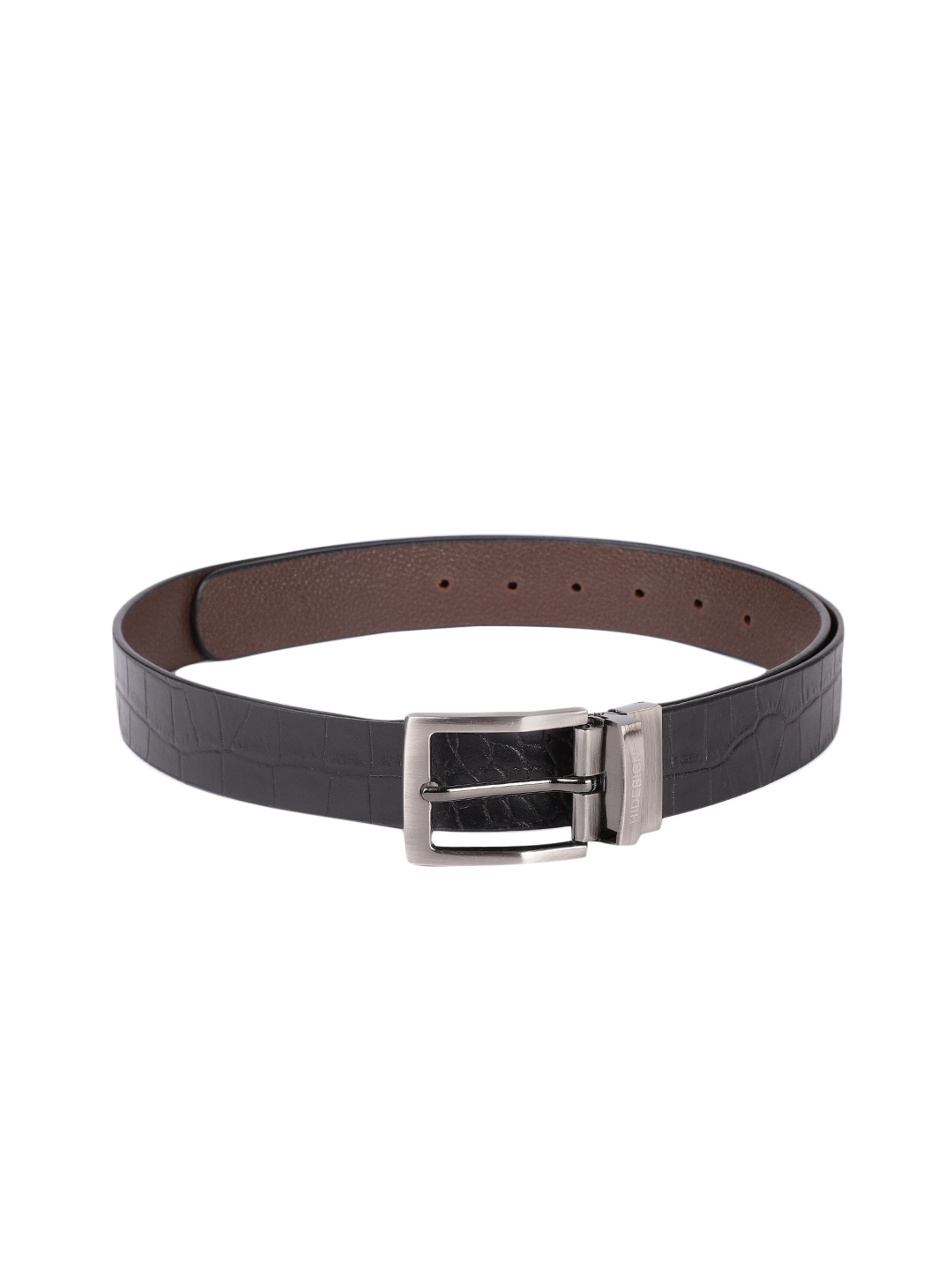 

Hidesign Men Black & Brown Textured Reversible Leather Belt