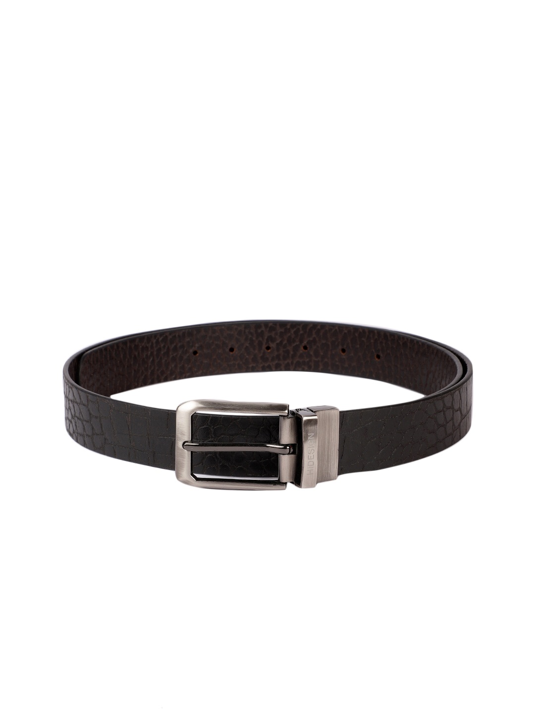 

Hidesign Men Black & Brown Textured Reversible Leather Belt