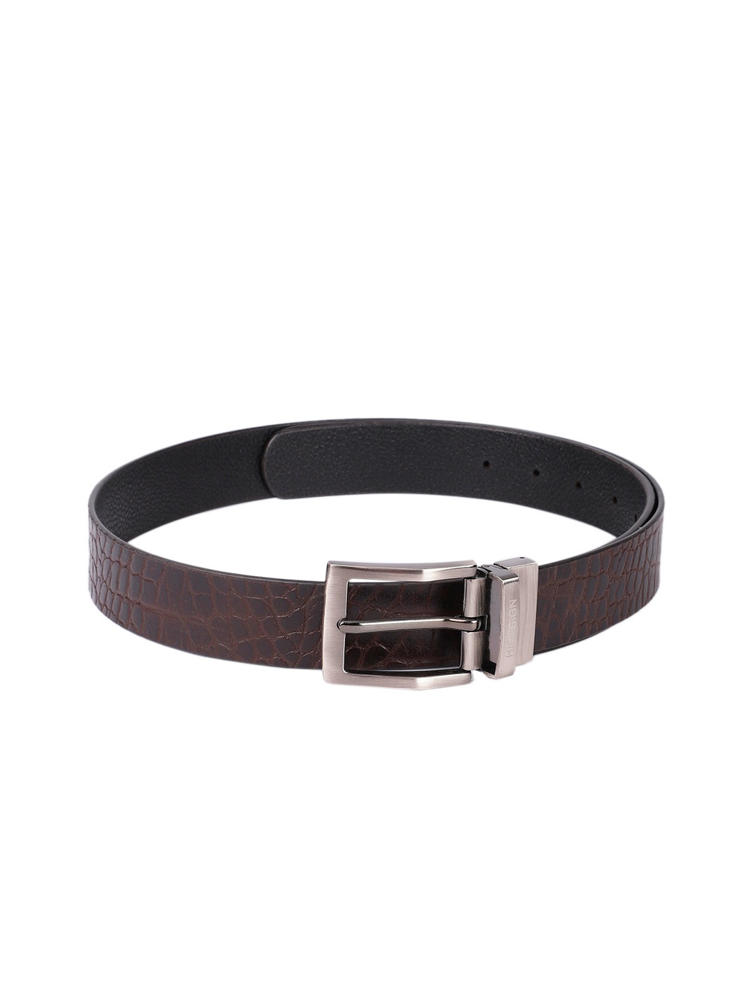 

Hidesign Men Brown & Black Textured Reversible Leather Belt