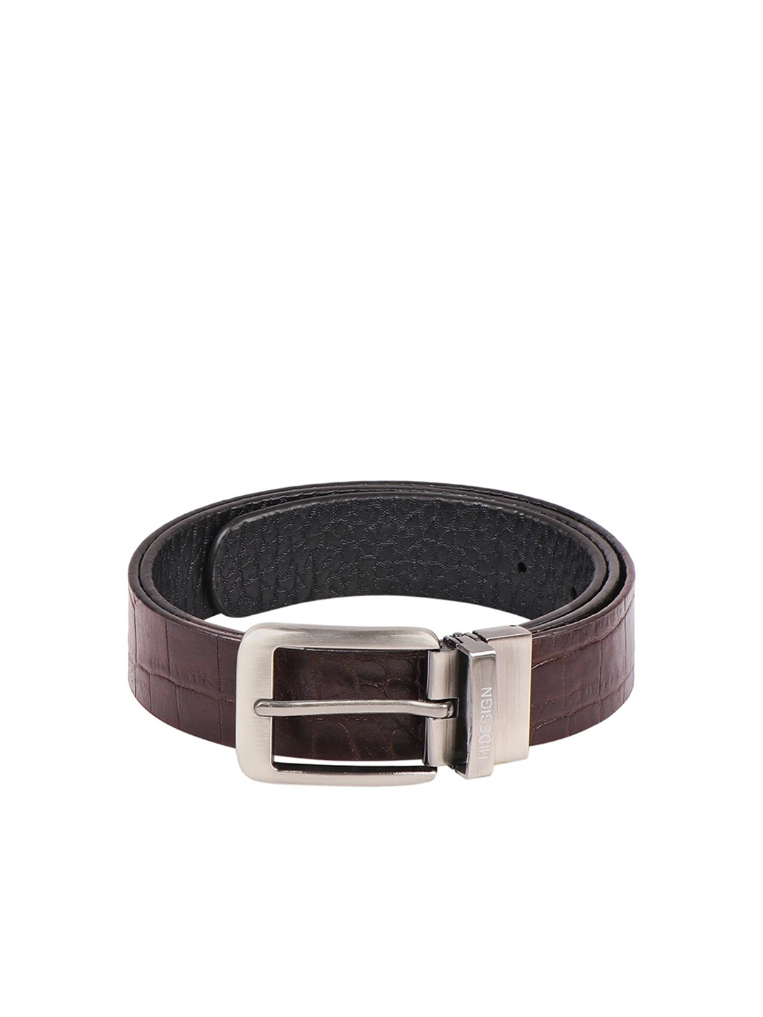 

Hidesign Men Brown & Black Textured Reversible Leather Belt