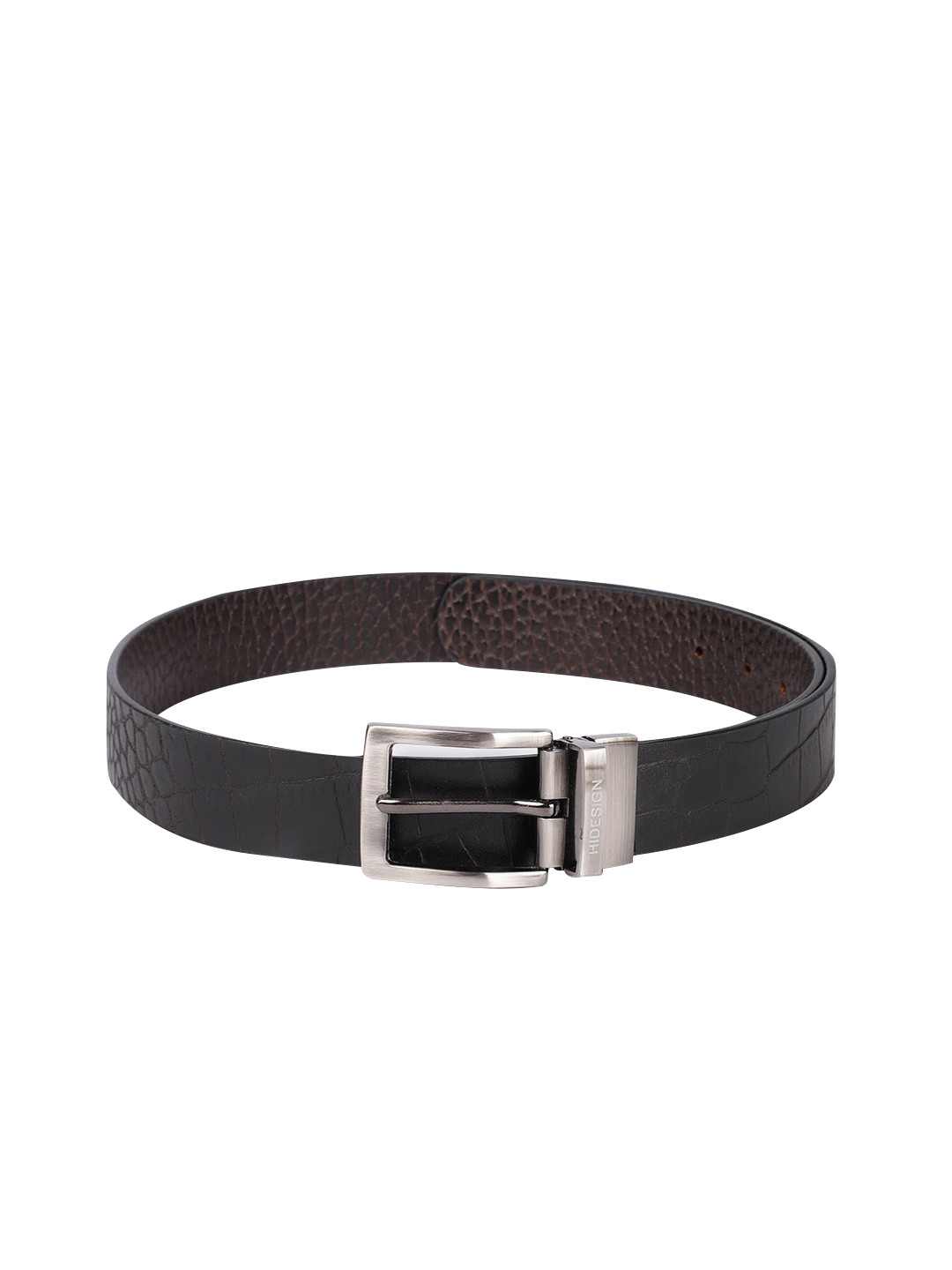 

Hidesign Men Black & Brown Reversible Textured Leather Belt
