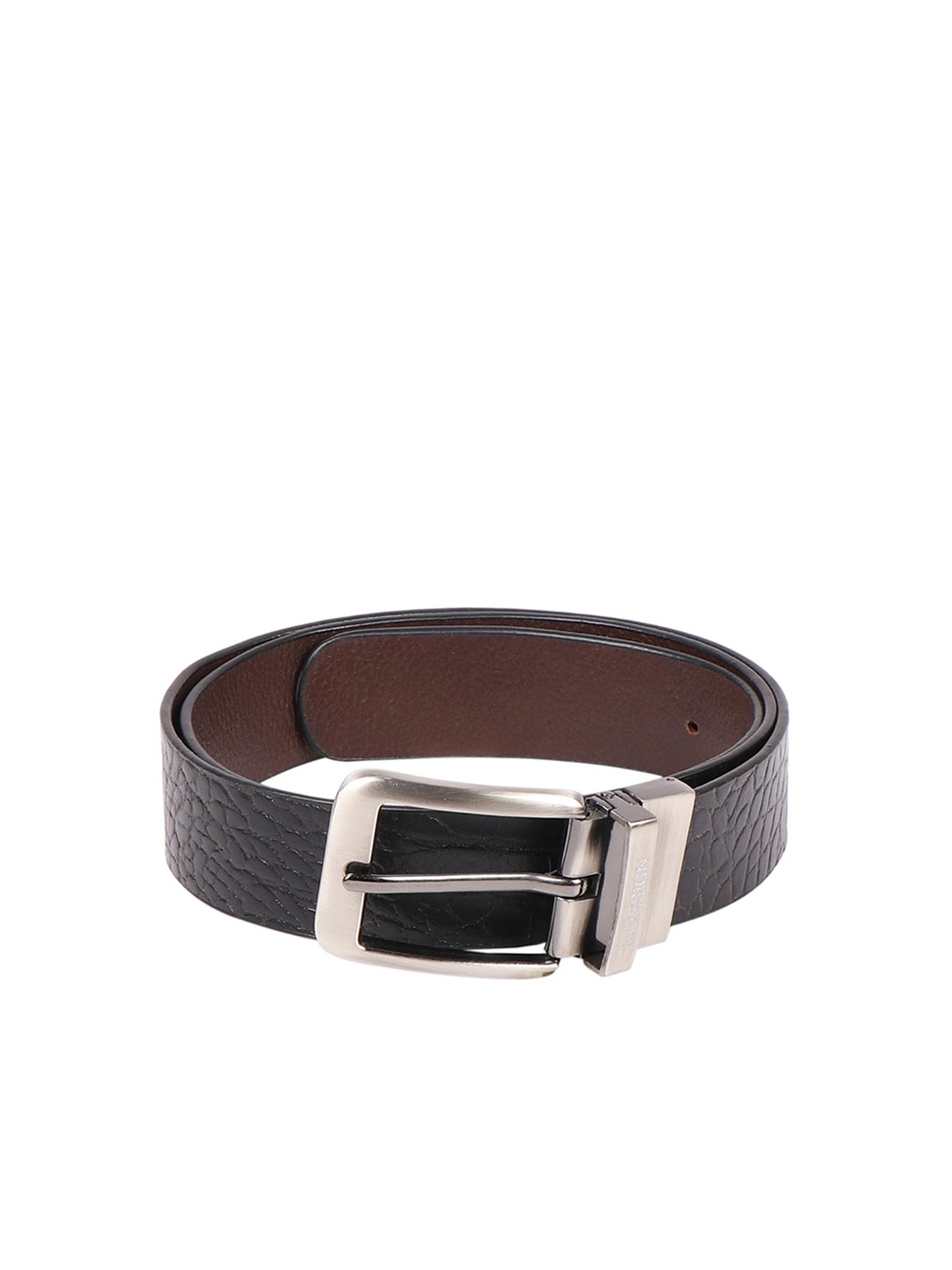 

Hidesign Men Black & Brown Textured Reversible Leather Belt