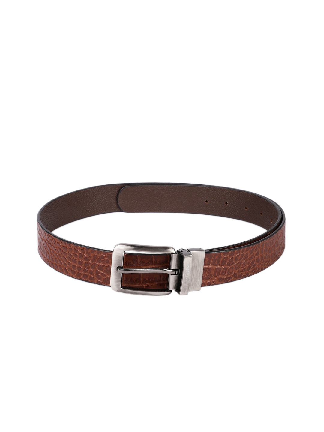 

Hidesign Men Brown Textured Reversible Leather Belt