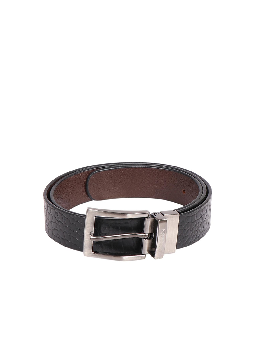 

Hidesign Men Black & Brown Textured Reversible Leather Belt