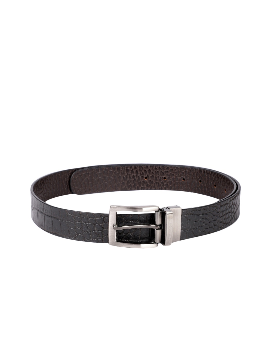 

Hidesign Men Black & Brown Reversible Textured Leather Belt