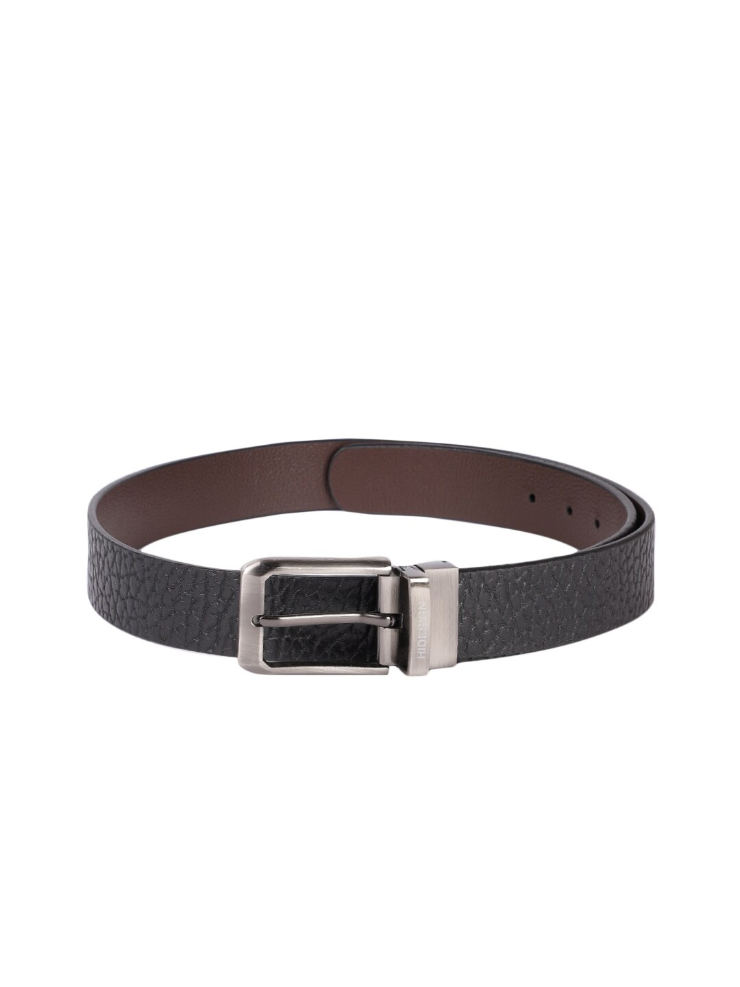 

Hidesign Men Black & Brown Textured Reversible Leather Belt