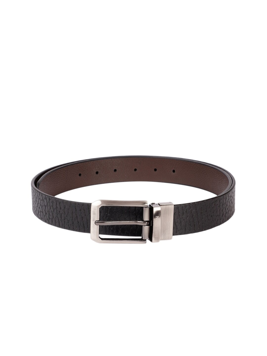 

Hidesign Men Black & Brown Textured Reversible Leather Belt