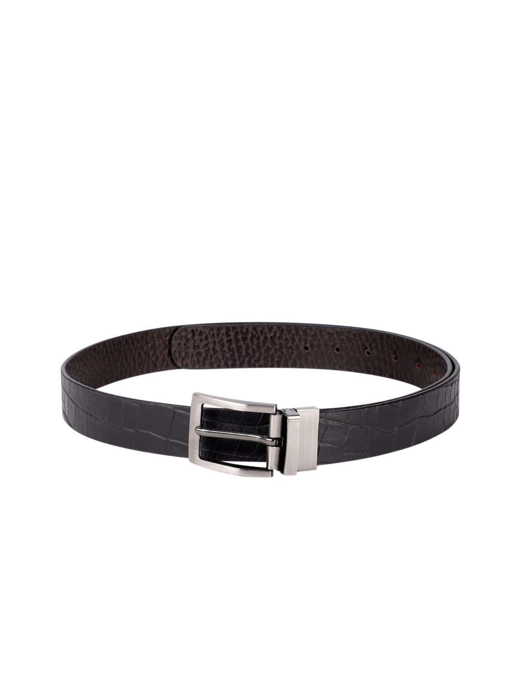 

Hidesign Men Black & Brown Reversible Textured Leather Belt