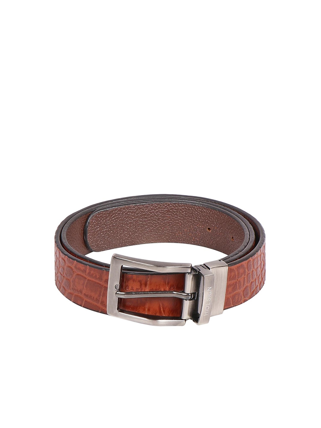 

Hidesign Men Tan Brown Textured Reversible Leather Belt