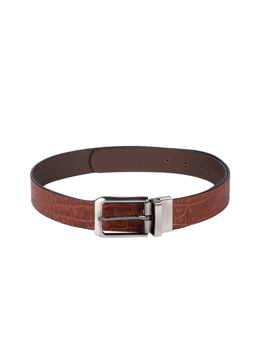 

Hidesign Men Tan Brown Textured Reversible Leather Belt