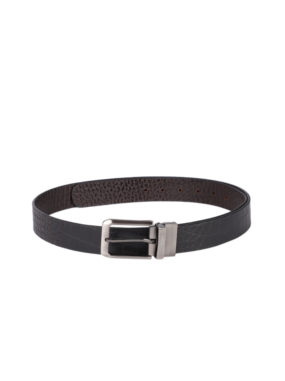

Hidesign Men Black & Brown Textured Reversible Leather Belt