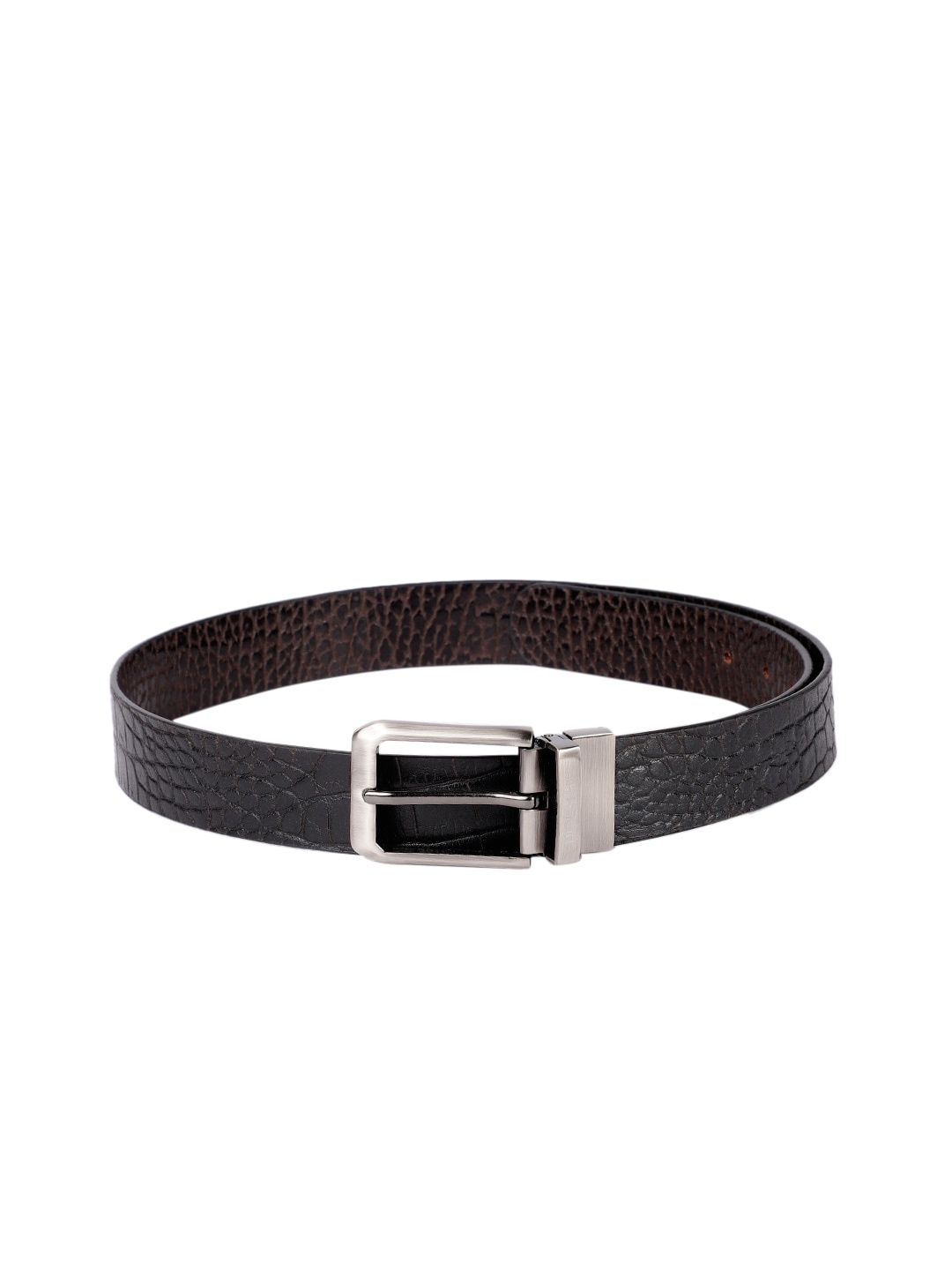 

Hidesign Men Black & Brown Reversible Textured Leather Belt