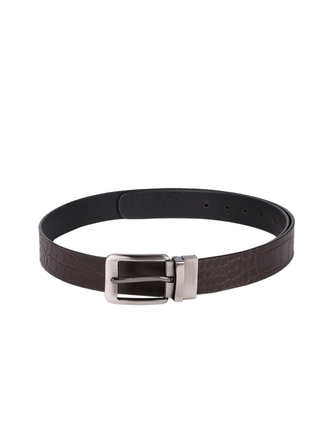 

Hidesign Men Brown & Black Textured Reversible Leather Belt