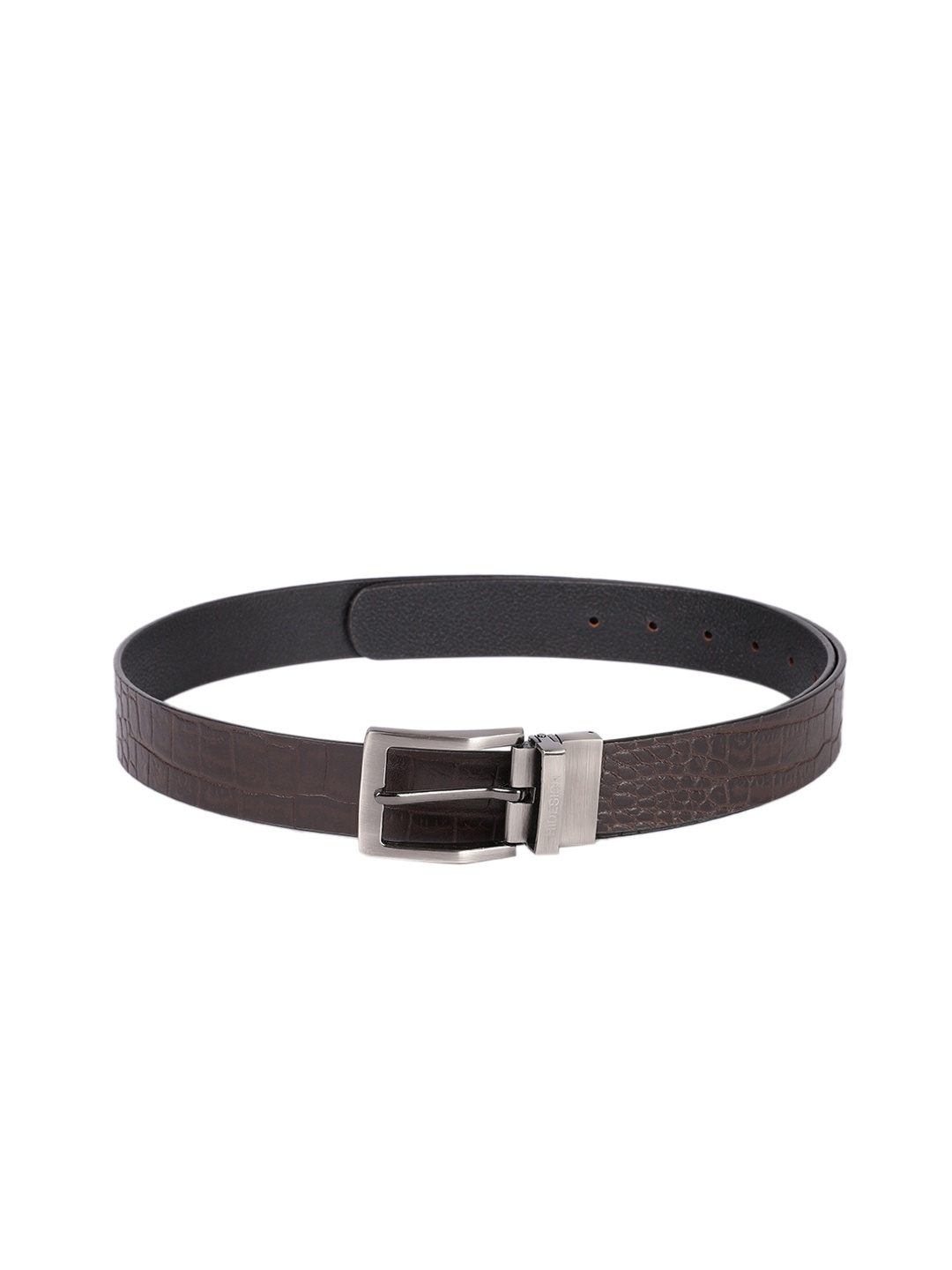 

Hidesign Men Brown & Black Textured Reversible Leather Belt