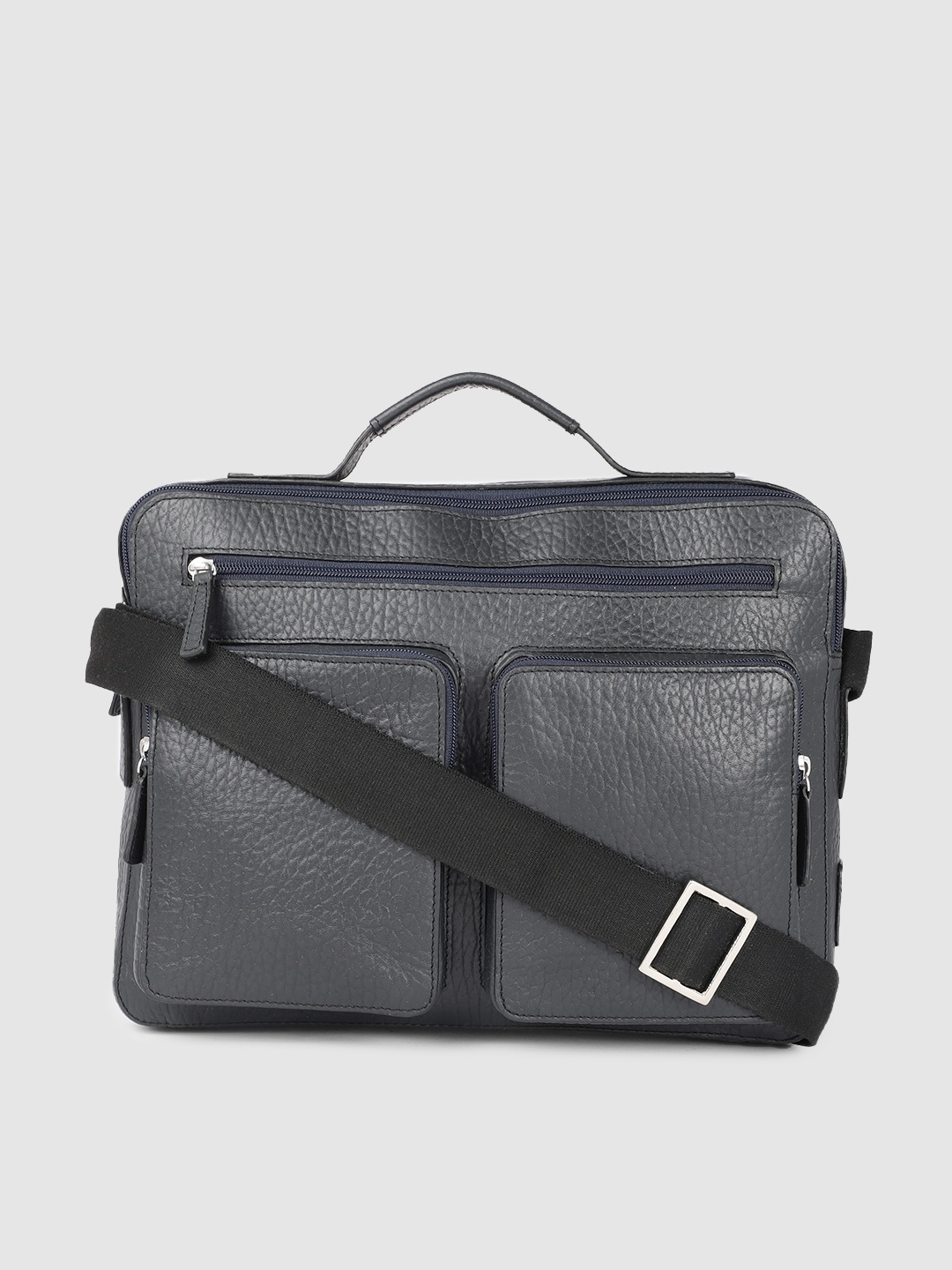 

Hidesign Men Navy Blue Messenger Bag