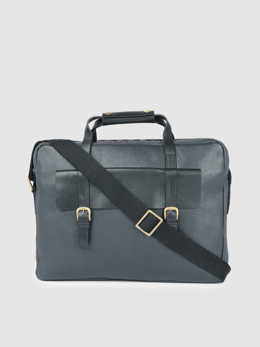 

Hidesign Men Blue Solid Leather Laptop Bag