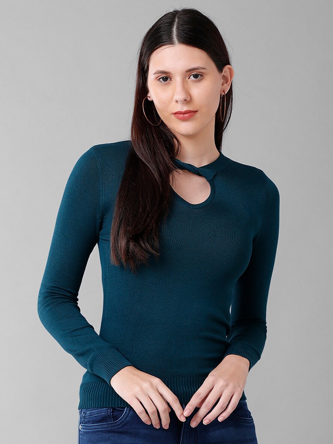 

IDENTITI Women Green Keyhole Neck Top