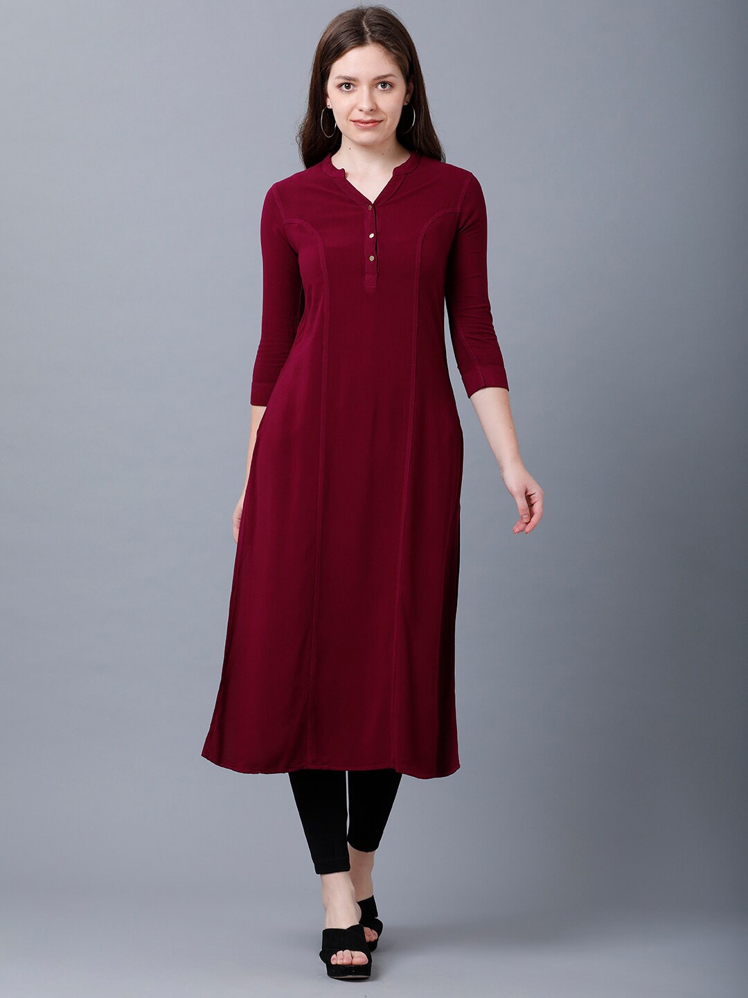 

IDENTITI Women Red Mandarin Collar Tunics