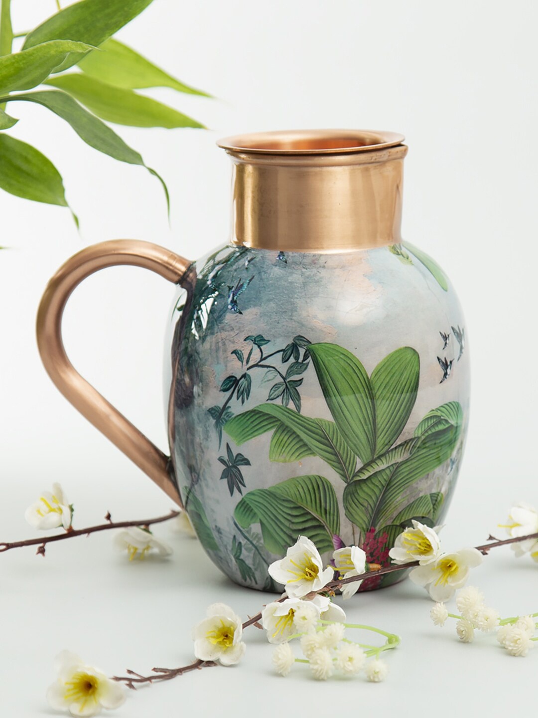 

India Circus by Krsnaa Mehta Copper Blue printed Jug Set 1.5 L