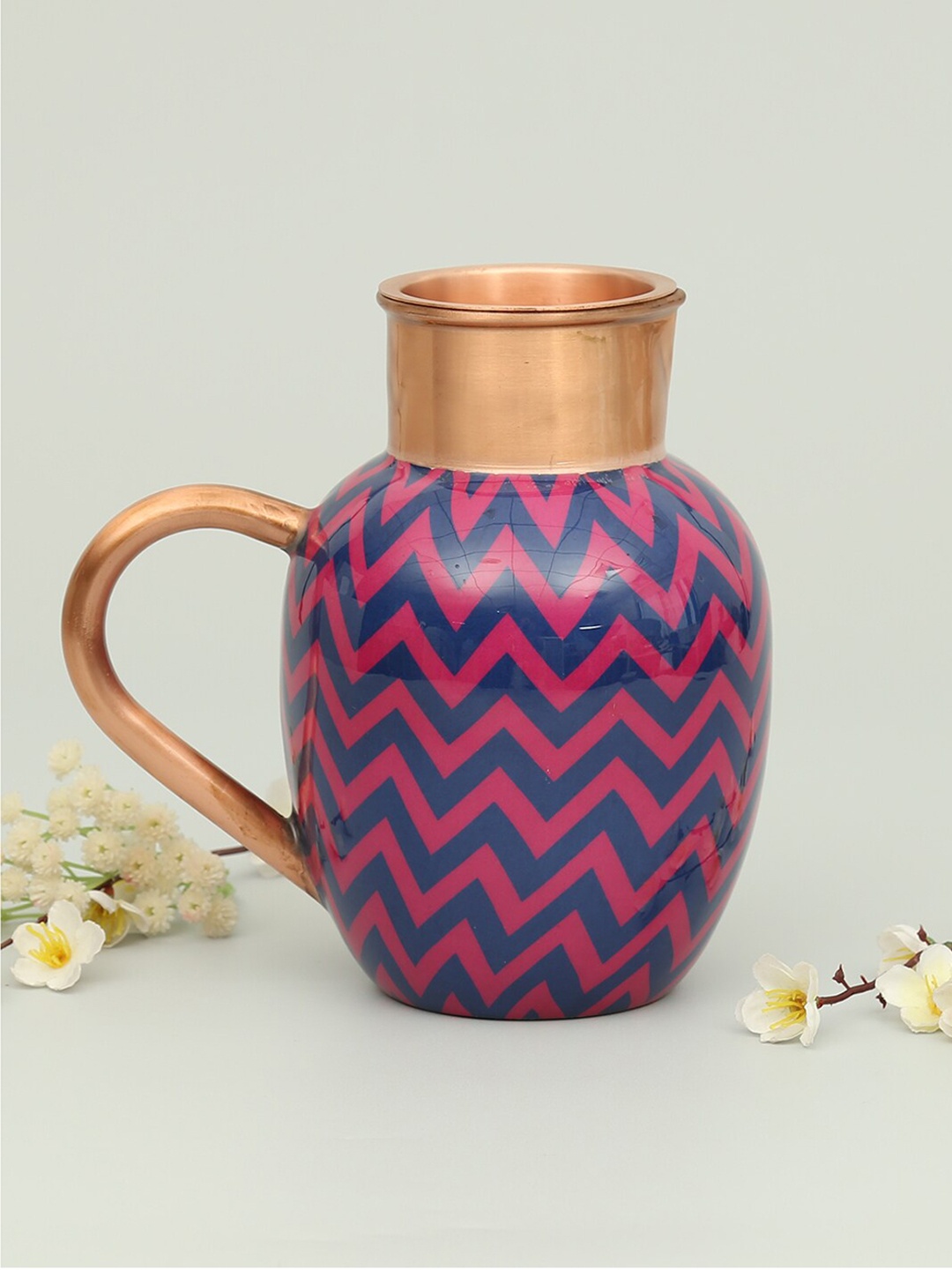 

India Circus by Krsnaa Mehta 2 Pieces of Pink Printed Copper Jug Set
