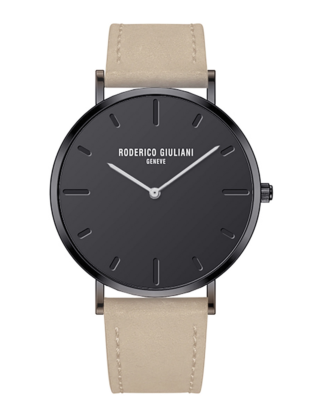 

RODERICO GIULIANI Unisex Black Dial & Grey Leather Straps Analogue Watch