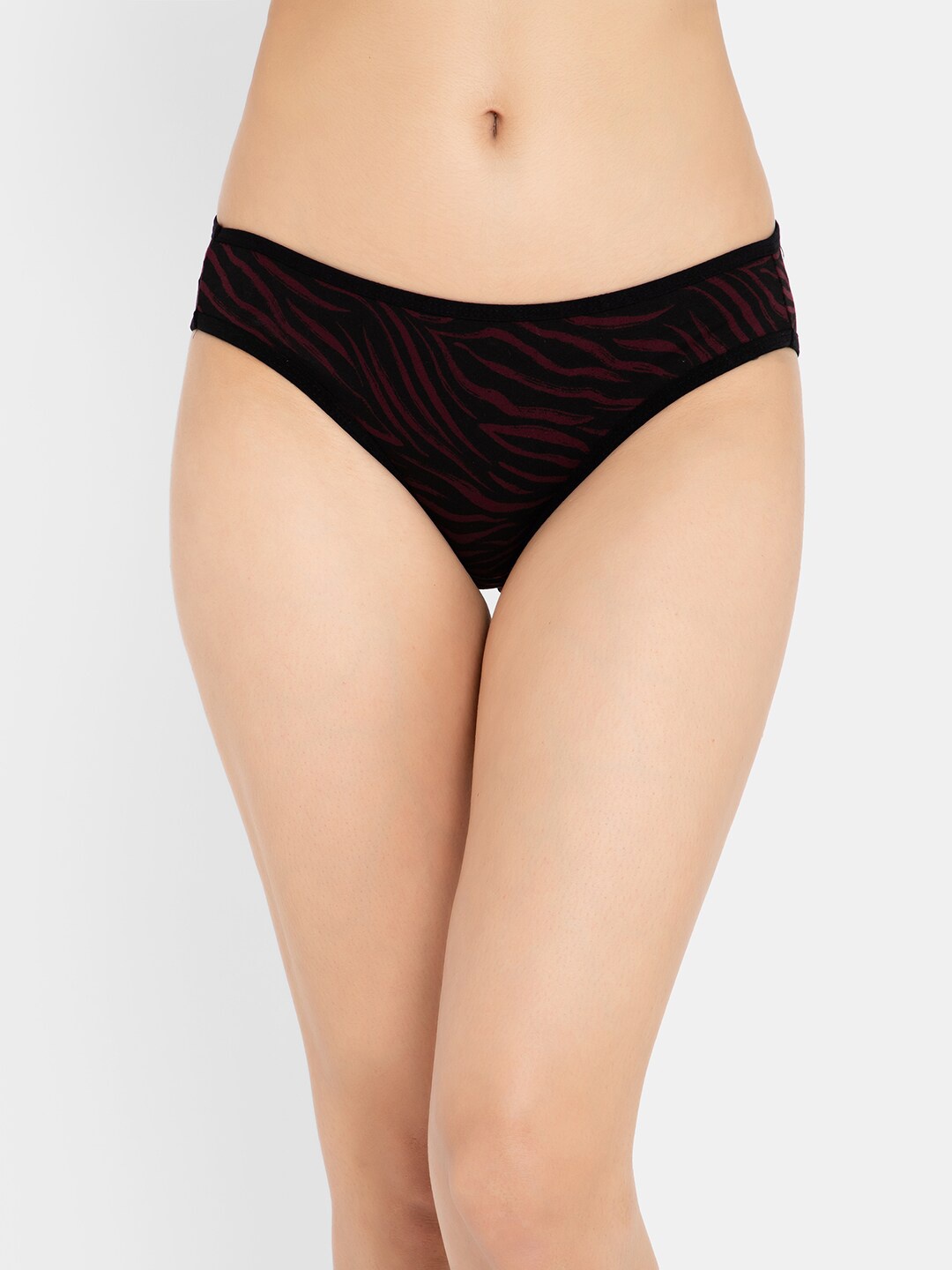 

Clovia Women Maroon & Black Print Cotton Bikini Briefs
