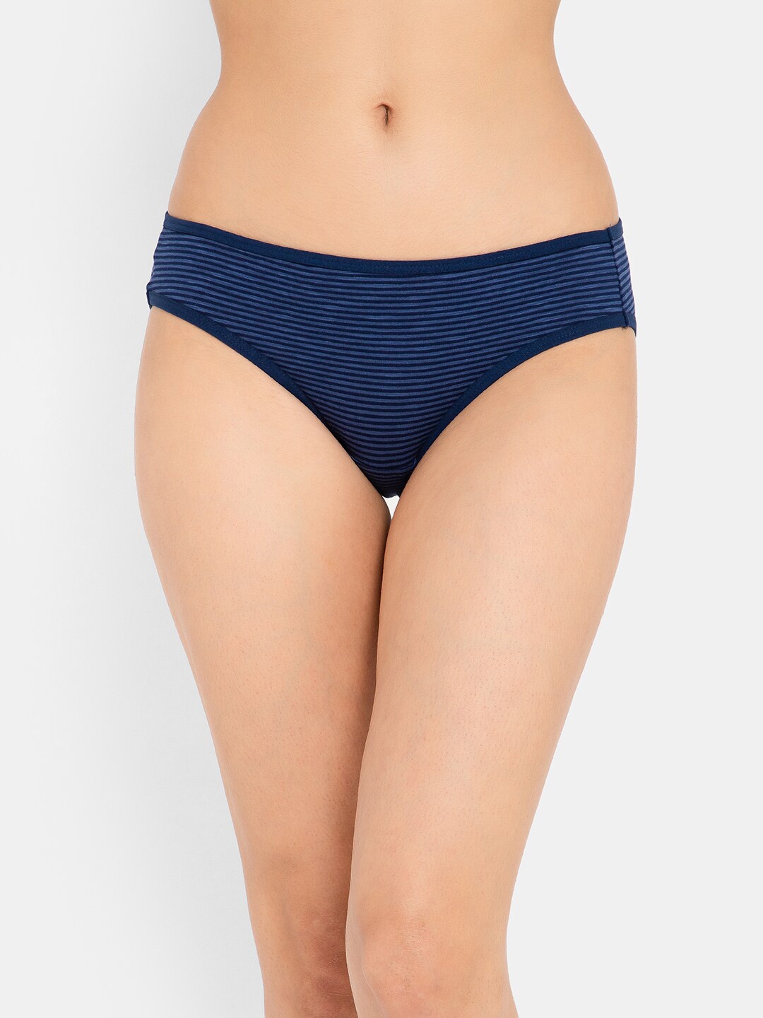 

Clovia Women Navy Blue Striped Cotton Bikini Briefs