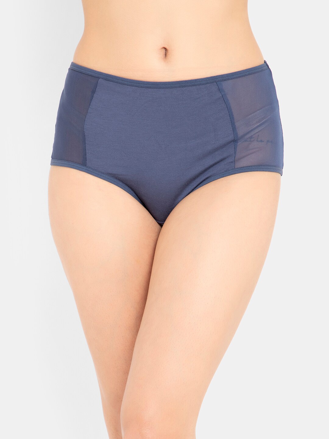 

Clovia Women Charcoal Grey Mid Waist Hipster Panty with Powernet Panels