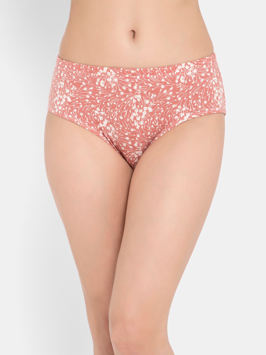 

Clovia Women Peach Printed Pure Cotton Hipster Briefs
