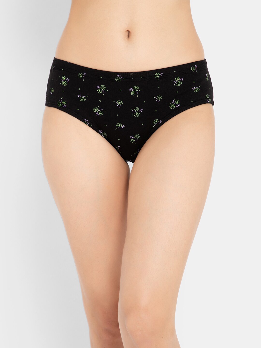 

Clovia Women Black Floral Printed Cotton Hipster Briefs