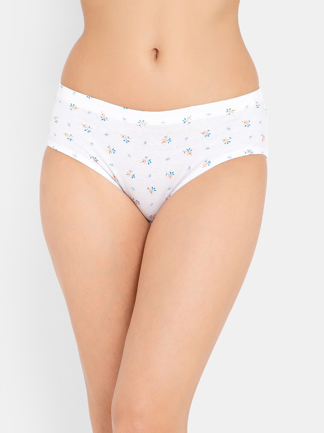 

Clovia Mid Waist Floral Print 100% Cotton Inner Elastic Hipster Briefs PN3227T183XL, White