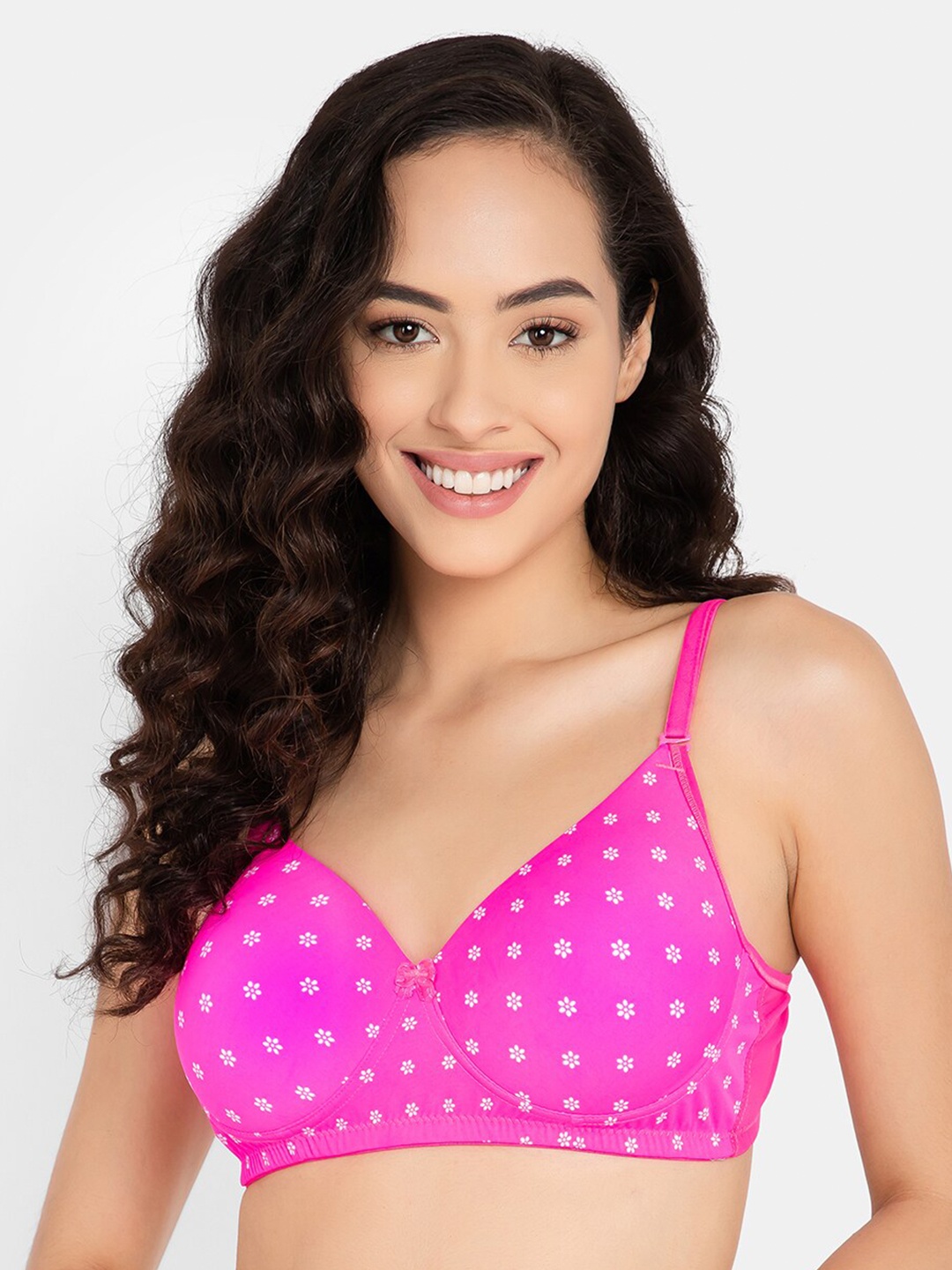 

Clovia Pink & White Floral Lightly Padded Bra