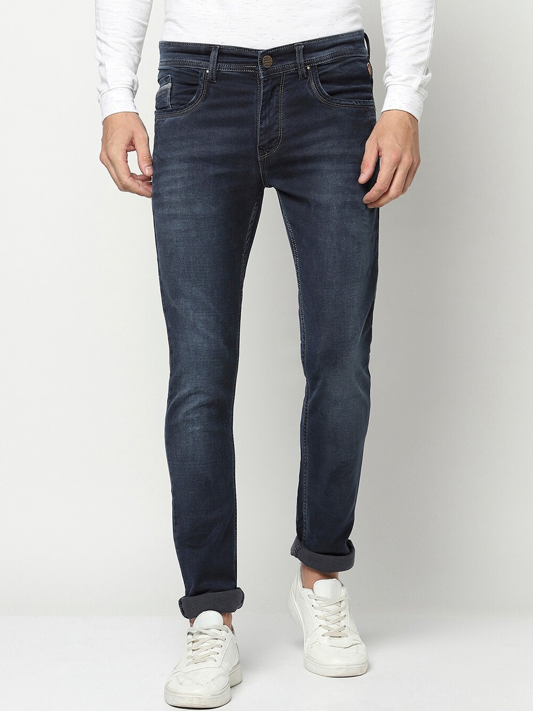 

Crimsoune Club Men Navy Blue Urban Slim Fit Light Fade Stretchable Jeans