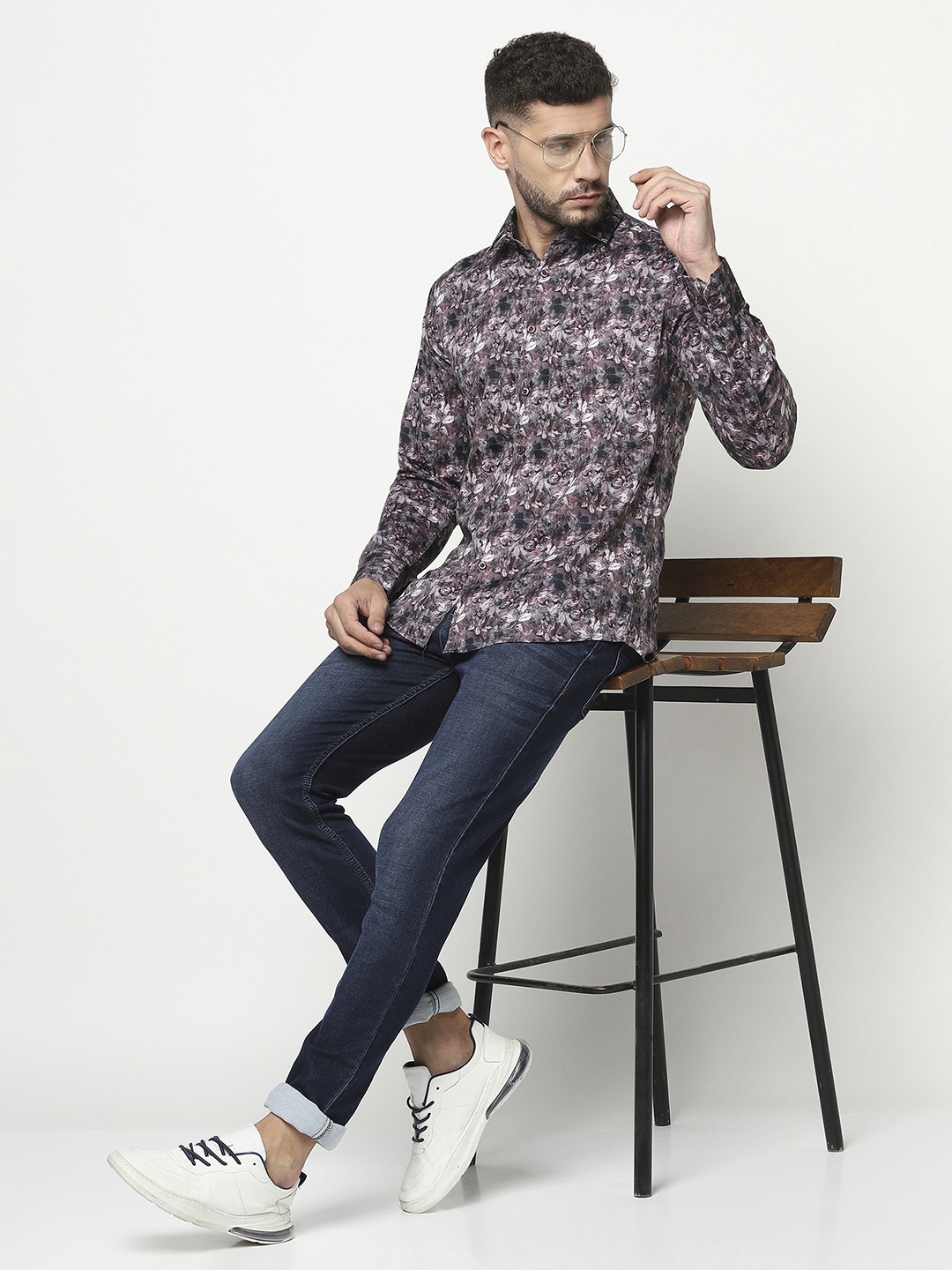 

Crimsoune Club Men Multicoloured Slim Fit Floral Printed Casual Shirt, Multi