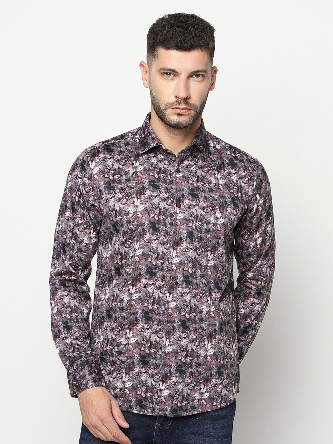 

Crimsoune Club Men Multicoloured Slim Fit Floral Printed Casual Shirt, Multi
