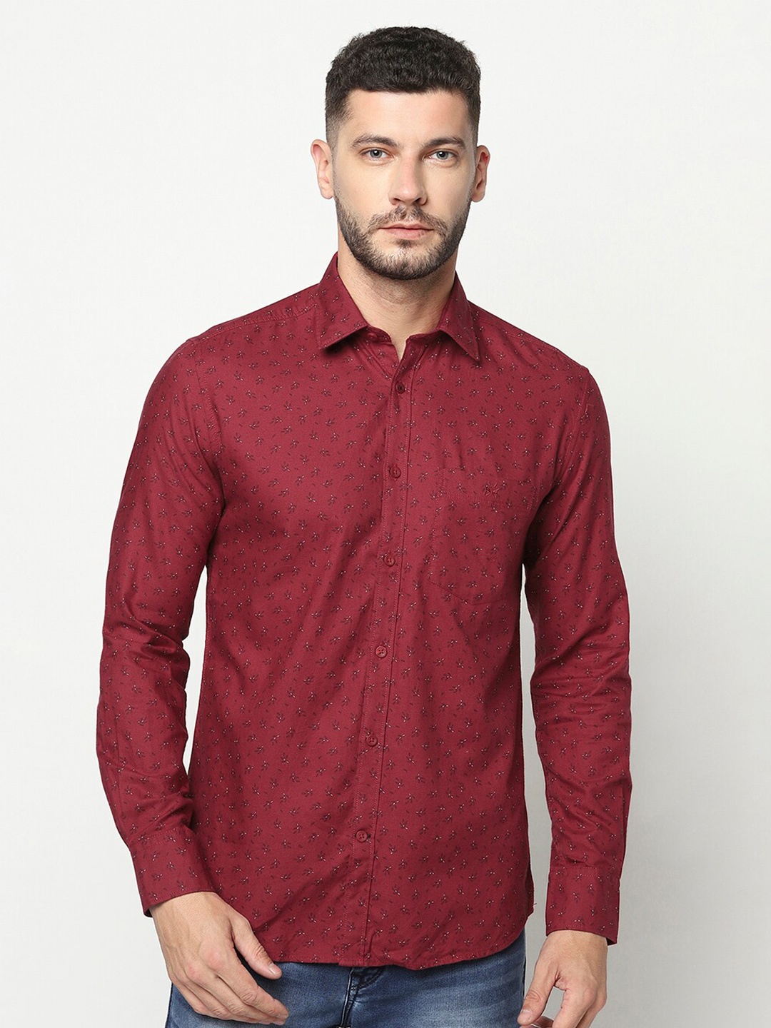 

Crimsoune Club Men Maroon Slim Fit Floral Printed Casual Shirt
