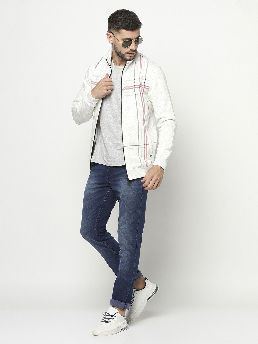 

Crimsoune Club Men White Checked Sweatshirt