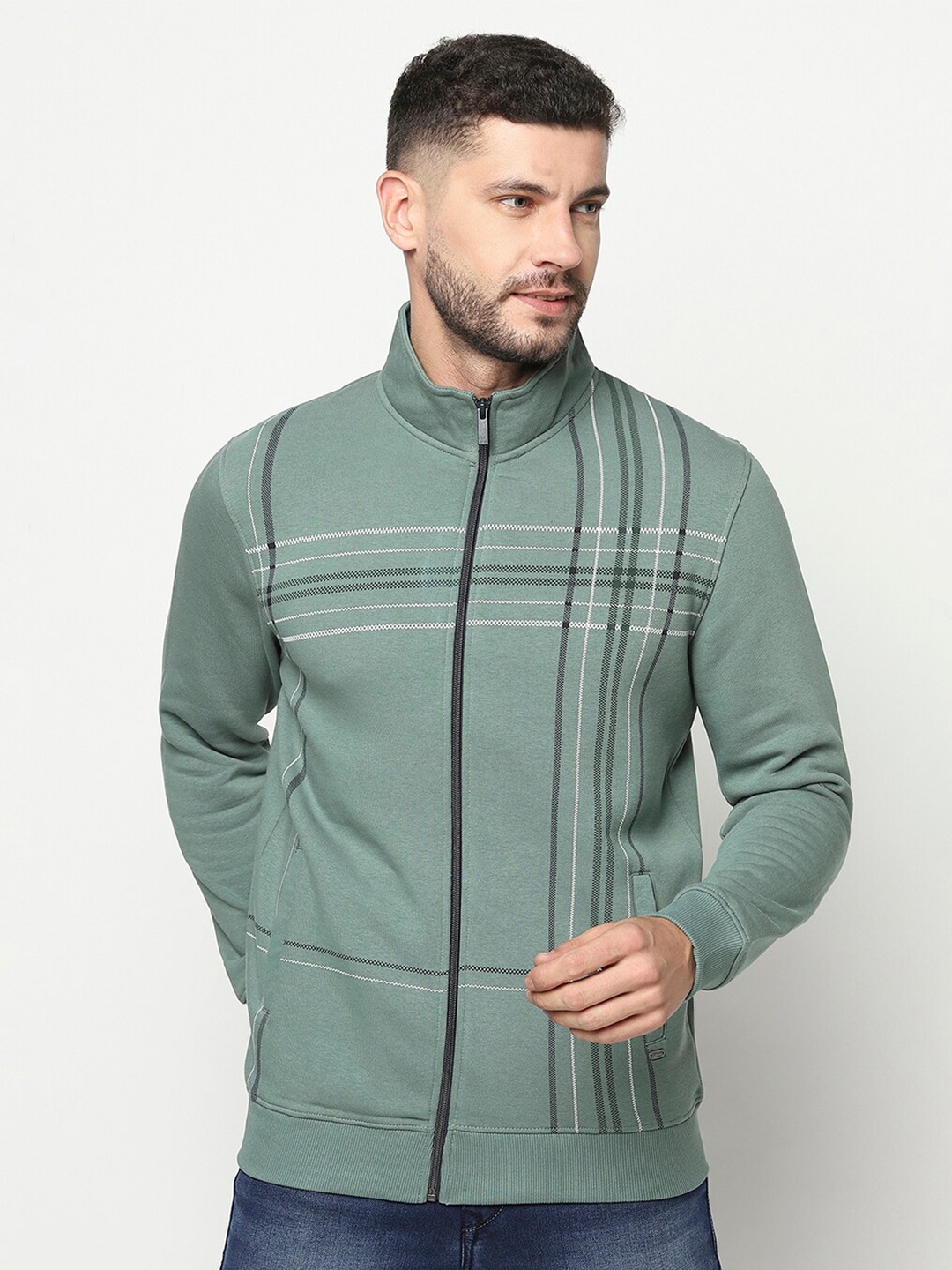 

Crimsoune Club Men Green Checked Sweatshirt