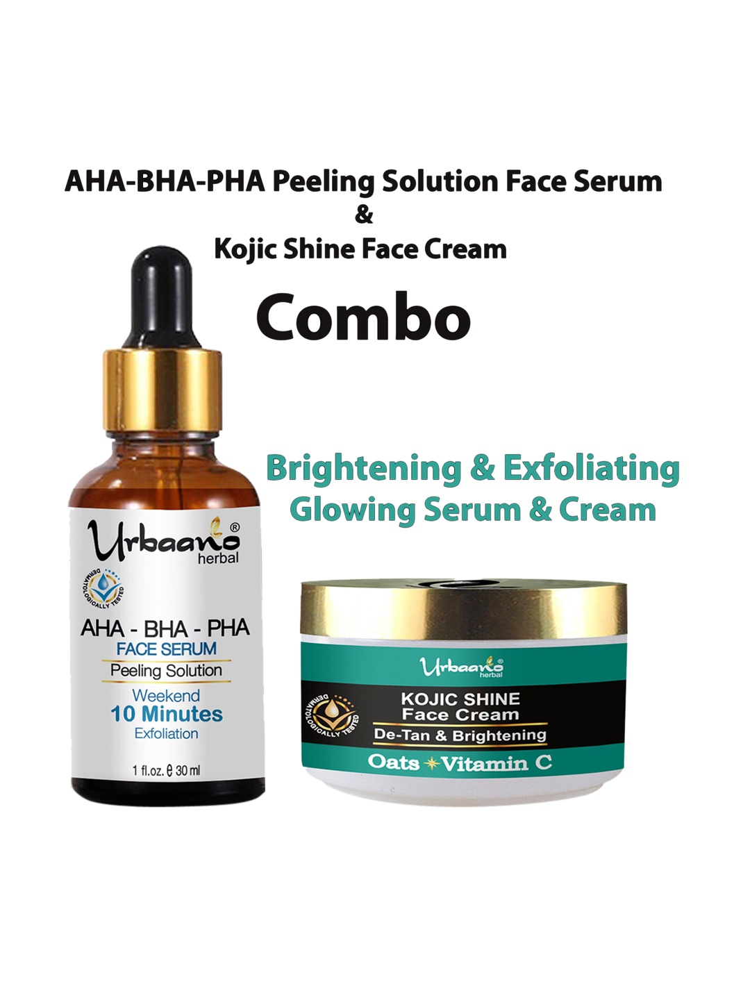 

Urbaano Herbal Peeling Serum & Kojic Shine Cream Combo 225gm, Transparent