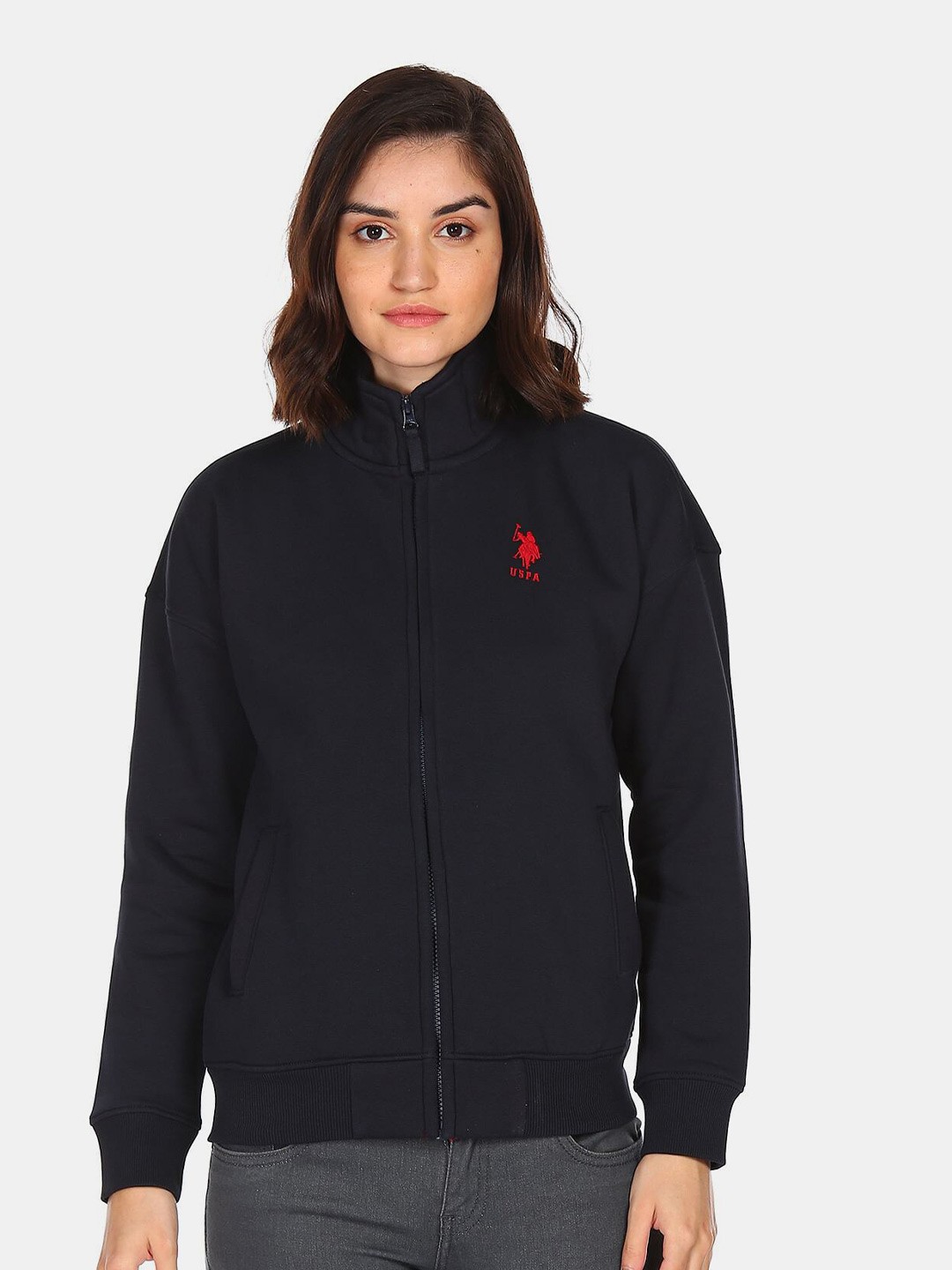 

U S Polo Assn Women Blue Solid Sweatshirt